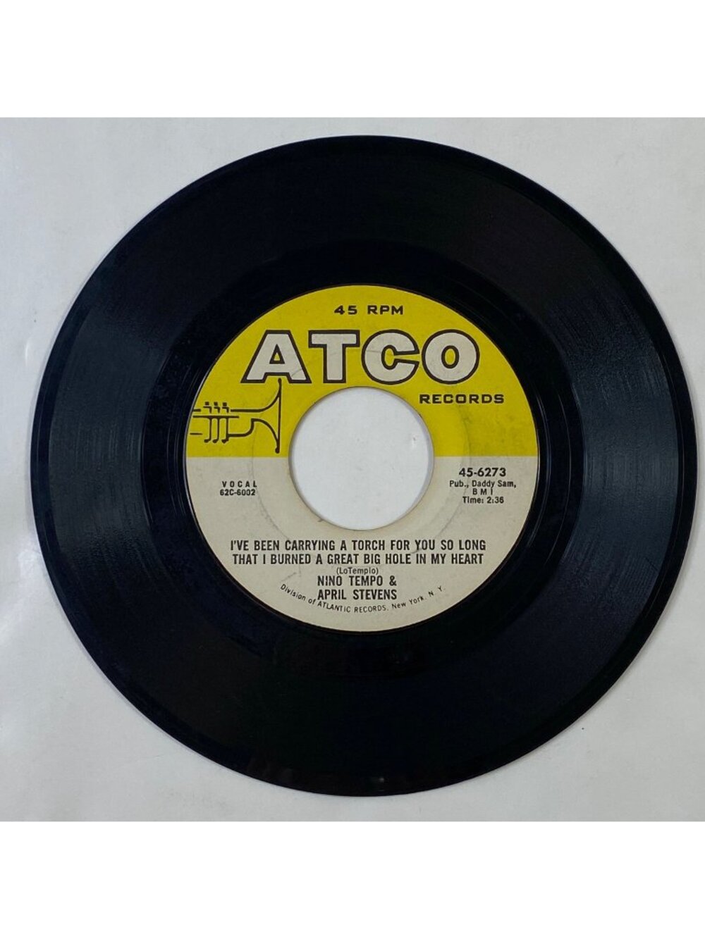 Vintage Atco 45 RPM Vinyl Nino Tempo April Stevens Deep Purple/Heartbreak Ballad